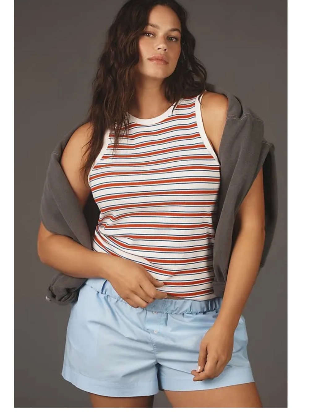 Maeve White Ribbed Tank - Picture 4 of 12